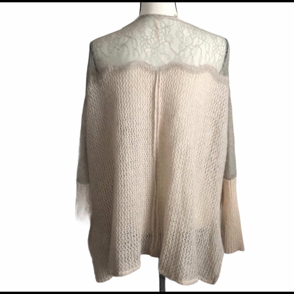 Free People Knit & Lace Cream Oversized Sweater  S - Picture 3 of 9